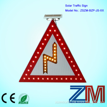 Watch out for Sharp Turn/ Solar Warning Sharp Turn Traffic Sign